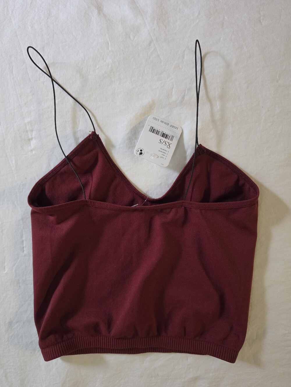 NWT Free People Intimately Seamless Micro Strap Cami Crop Top Wine Red XS/S - Picture 6 of 7